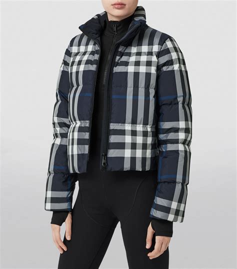 burberry plaid puffer jacket|burberry check cropped puffer jacket.